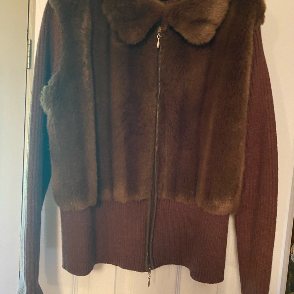 Elegant Brown Faux Fur Teddy Jacket